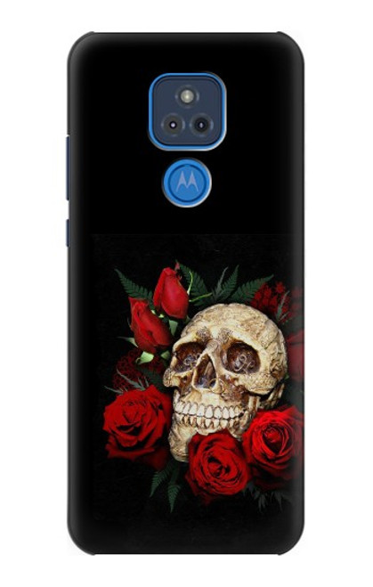 W3753 Dark Gothic Goth Skull Roses Funda Carcasa Case y Caso Del Tirón Funda para Motorola Moto G Play (2021)