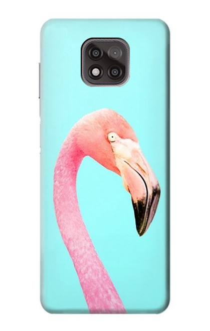 W3708 Pink Flamingo Funda Carcasa Case y Caso Del Tirón Funda para Motorola Moto G Power (2021)