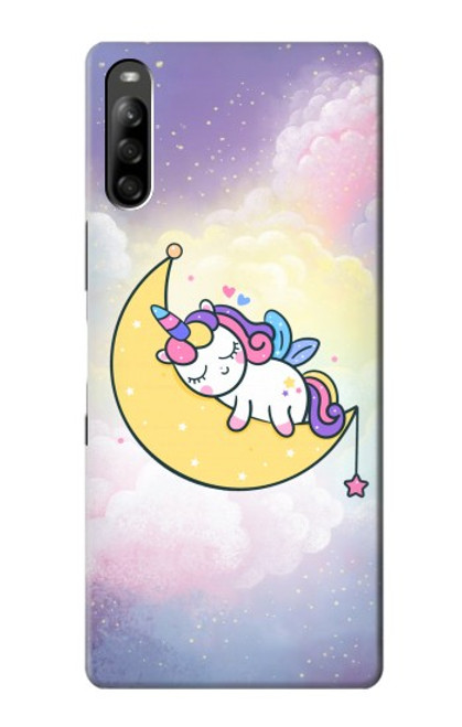 W3485 Cute Unicorn Sleep Funda Carcasa Case y Caso Del Tirón Funda para Sony Xperia L5