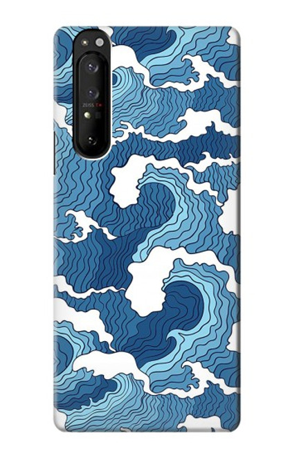 W3751 Wave Pattern Funda Carcasa Case y Caso Del Tirón Funda para Sony Xperia 1 III