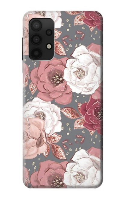 W3716 Rose Floral Pattern Funda Carcasa Case y Caso Del Tirón Funda para Samsung Galaxy A32 4G