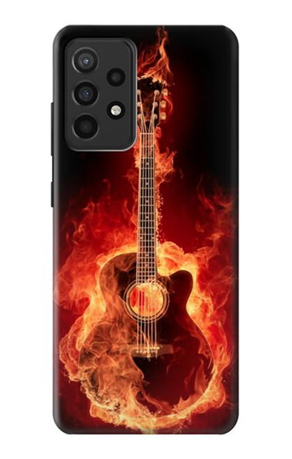 W0415 Fire Guitar Burn Funda Carcasa Case y Caso Del Tirón Funda para Samsung Galaxy A52, Galaxy A52 5G