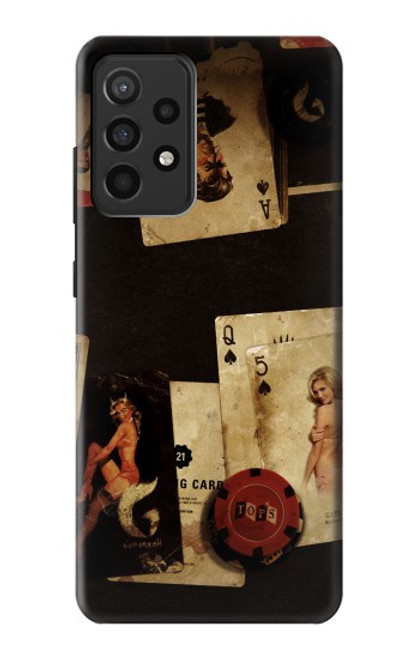 W1069 Old Vintage Sexy Poker Funda Carcasa Case y Caso Del Tirón Funda para Samsung Galaxy A52, Galaxy A52 5G