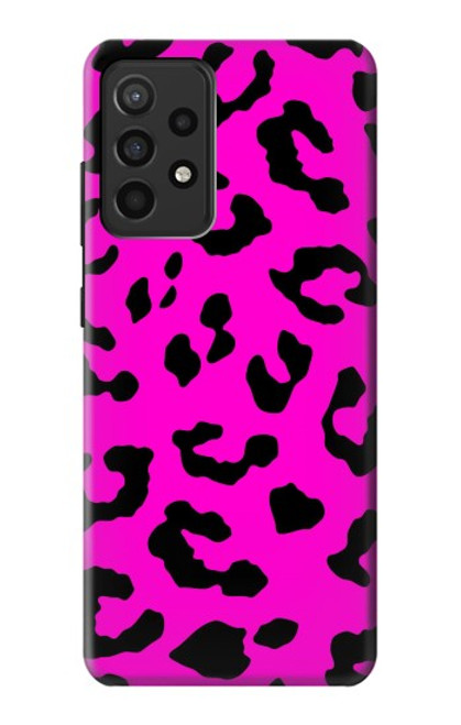 W1850 Pink Leopard Pattern Funda Carcasa Case y Caso Del Tirón Funda para Samsung Galaxy A52, Galaxy A52 5G