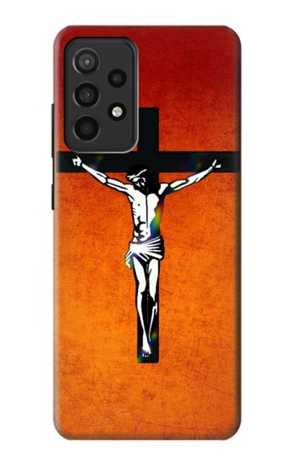 W2421 Jesus Christ On The Cross Funda Carcasa Case y Caso Del Tirón Funda para Samsung Galaxy A52, Galaxy A52 5G