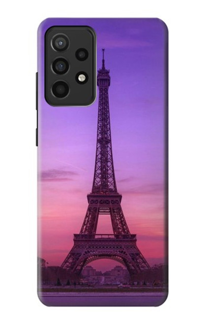 W3447 Eiffel Paris Sunset Funda Carcasa Case y Caso Del Tirón Funda para Samsung Galaxy A52, Galaxy A52 5G
