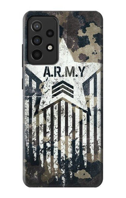 W3666 Army Camo Camouflage Funda Carcasa Case y Caso Del Tirón Funda para Samsung Galaxy A52, Galaxy A52 5G
