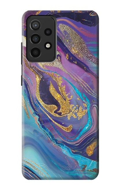 W3676 Colorful Abstract Marble Stone Funda Carcasa Case y Caso Del Tirón Funda para Samsung Galaxy A52, Galaxy A52 5G