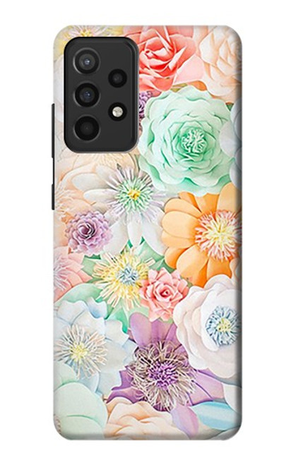 W3705 Pastel Floral Flower Funda Carcasa Case y Caso Del Tirón Funda para Samsung Galaxy A52, Galaxy A52 5G