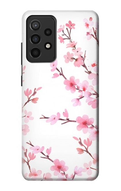 W3707 Pink Cherry Blossom Spring Flower Funda Carcasa Case y Caso Del Tirón Funda para Samsung Galaxy A52, Galaxy A52 5G