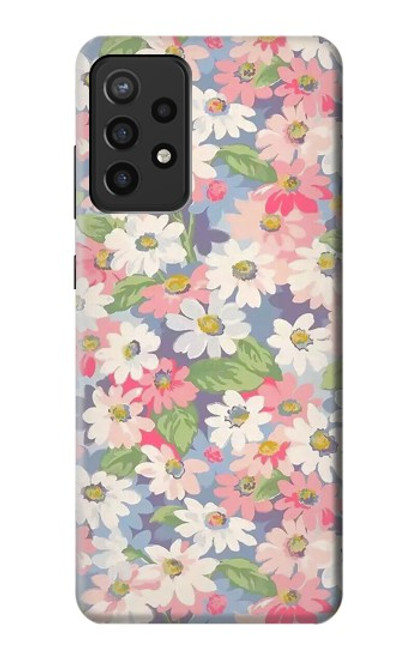 W3688 Floral Flower Art Pattern Funda Carcasa Case y Caso Del Tirón Funda para Samsung Galaxy A72, Galaxy A72 5G