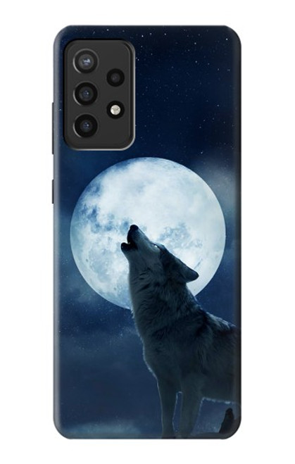 W3693 Grim White Wolf Full Moon Funda Carcasa Case y Caso Del Tirón Funda para Samsung Galaxy A72, Galaxy A72 5G