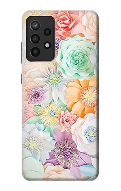 W3705 Pastel Floral Flower Funda Carcasa Case y Caso Del Tirón Funda para Samsung Galaxy A72, Galaxy A72 5G