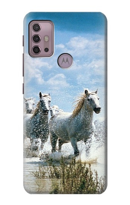 W0250 White Horse 2 Funda Carcasa Case y Caso Del Tirón Funda para Motorola Moto G30, G20, G10