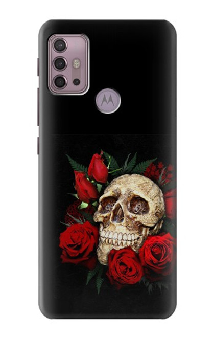W3753 Dark Gothic Goth Skull Roses Funda Carcasa Case y Caso Del Tirón Funda para Motorola Moto G30, G20, G10