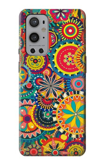 W3272 Colorful Pattern Funda Carcasa Case y Caso Del Tirón Funda para OnePlus 9 Pro