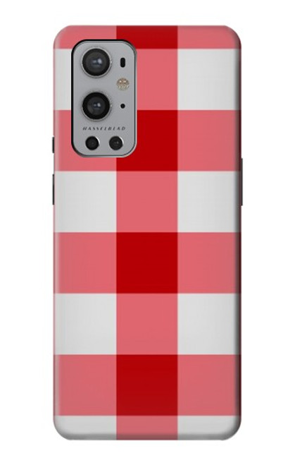 W3535 Red Gingham Funda Carcasa Case y Caso Del Tirón Funda para OnePlus 9 Pro