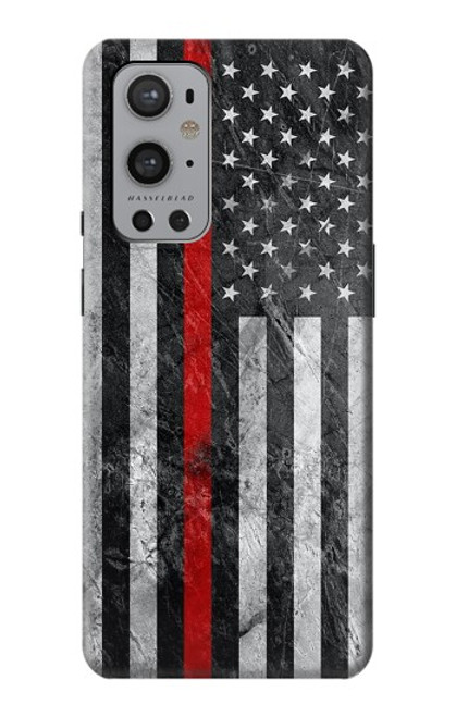 W3687 Firefighter Thin Red Line American Flag Funda Carcasa Case y Caso Del Tirón Funda para OnePlus 9 Pro