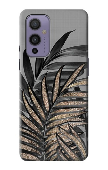 W3692 Gray Black Palm Leaves Funda Carcasa Case y Caso Del Tirón Funda para OnePlus 9