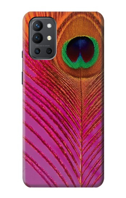 W3201 Pink Peacock Feather Funda Carcasa Case y Caso Del Tirón Funda para OnePlus 9R
