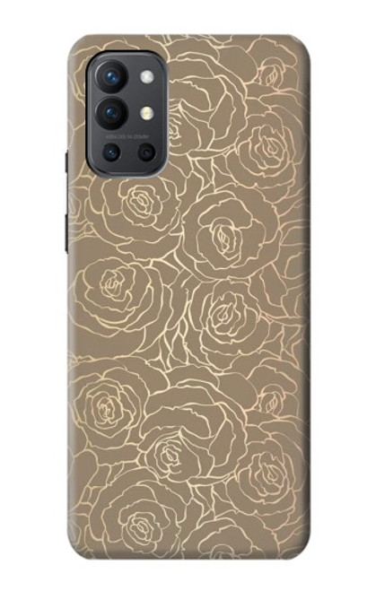 W3466 Gold Rose Pattern Funda Carcasa Case y Caso Del Tirón Funda para OnePlus 9R