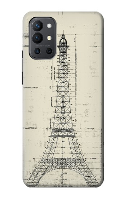 W3474 Eiffel Architectural Drawing Funda Carcasa Case y Caso Del Tirón Funda para OnePlus 9R