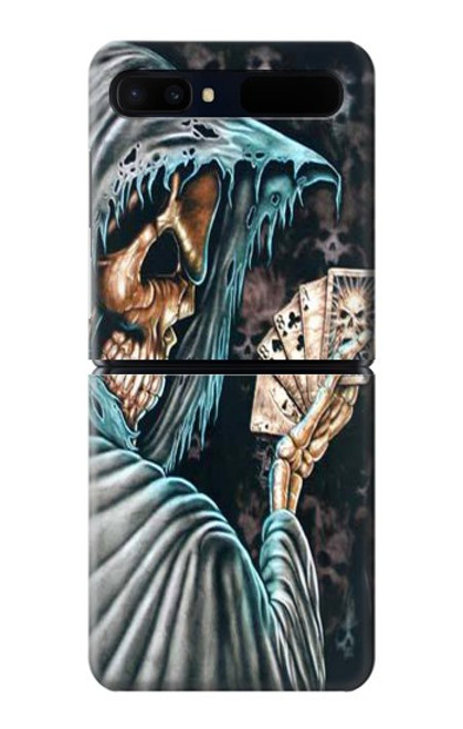 W0748 Grim Reaper Death Poker Funda Carcasa Case y Caso Del Tirón Funda para Samsung Galaxy Z Flip 5G