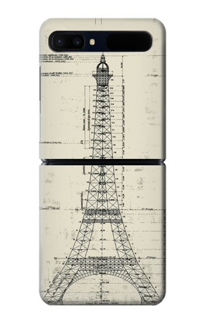 W3474 Eiffel Architectural Drawing Funda Carcasa Case y Caso Del Tirón Funda para Samsung Galaxy Z Flip 5G