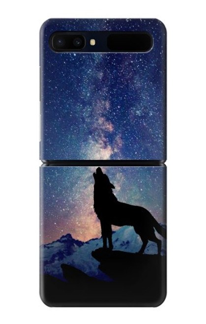 W3555 Wolf Howling Million Star Funda Carcasa Case y Caso Del Tirón Funda para Samsung Galaxy Z Flip 5G