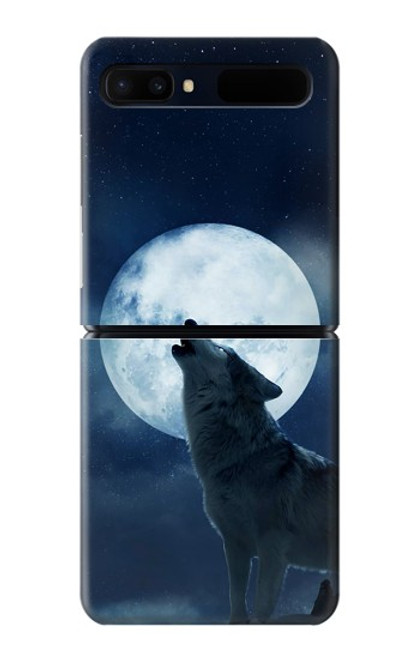 W3693 Grim White Wolf Full Moon Funda Carcasa Case y Caso Del Tirón Funda para Samsung Galaxy Z Flip 5G