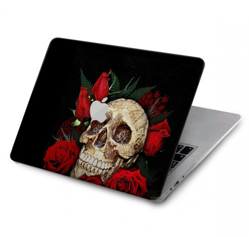 W3753 Dark Gothic Goth Skull Roses Funda Carcasa Case para MacBook Pro 13″ - A1706, A1708, A1989, A2159, A2289, A2251, A2338