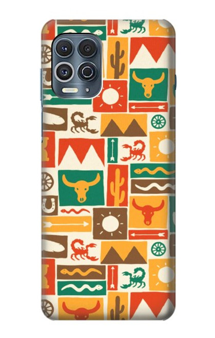 W1873 Western Pattern Funda Carcasa Case y Caso Del Tirón Funda para Motorola Edge S