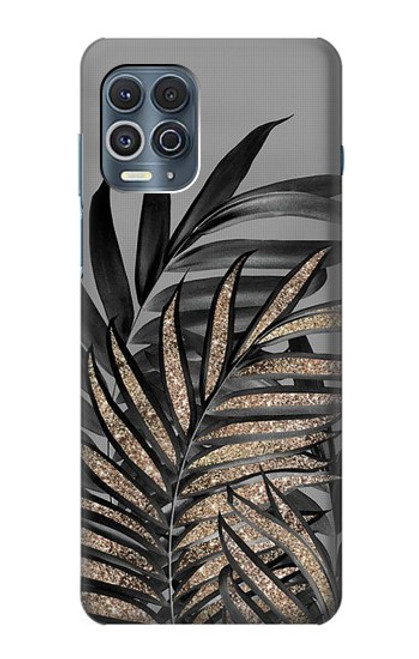 W3692 Gray Black Palm Leaves Funda Carcasa Case y Caso Del Tirón Funda para Motorola Edge S