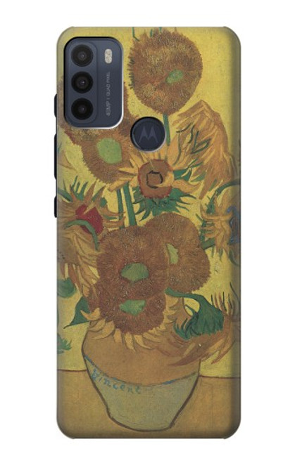 W0214 Van Gogh Vase Fifteen Sunflowers Funda Carcasa Case y Caso Del Tirón Funda para Motorola Moto G50