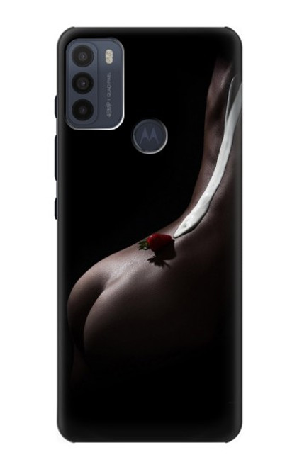 W0546 Sexy Cream Strawberry Funda Carcasa Case y Caso Del Tirón Funda para Motorola Moto G50