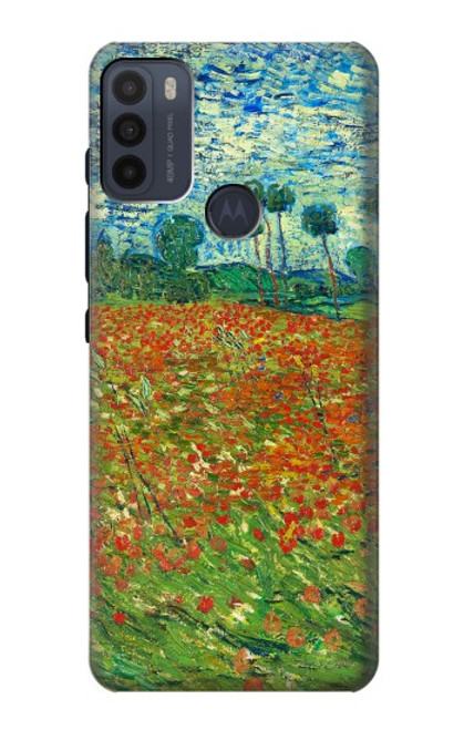 W2681 Field Of Poppies Vincent Van Gogh Funda Carcasa Case y Caso Del Tirón Funda para Motorola Moto G50