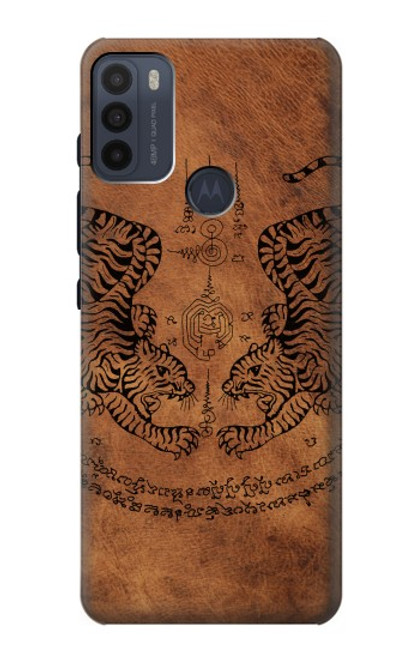 W3209 Sak Yant Twin Tiger Funda Carcasa Case y Caso Del Tirón Funda para Motorola Moto G50