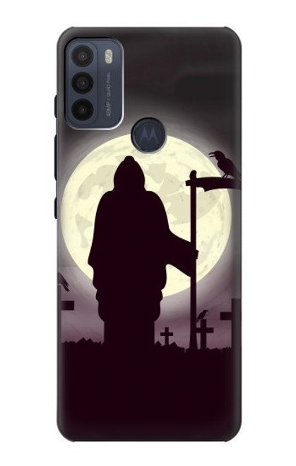 W3262 Grim Reaper Night Moon Cemetery Funda Carcasa Case y Caso Del Tirón Funda para Motorola Moto G50