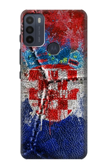 W3313 Croatia Flag Vintage Football Graphic Funda Carcasa Case y Caso Del Tirón Funda para Motorola Moto G50