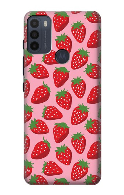 W3719 Strawberry Pattern Funda Carcasa Case y Caso Del Tirón Funda para Motorola Moto G50