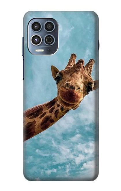 W3680 Cute Smile Giraffe Funda Carcasa Case y Caso Del Tirón Funda para Motorola Moto G100
