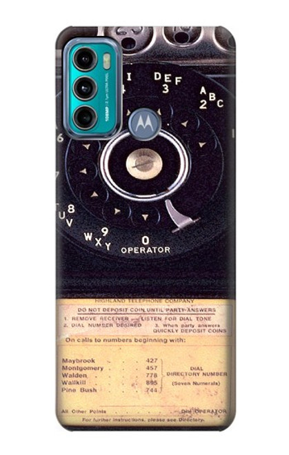 W0086 Payphone Vintage Funda Carcasa Case y Caso Del Tirón Funda para Motorola Moto G60, G40 Fusion