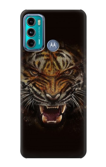 W0575 Tiger Face Funda Carcasa Case y Caso Del Tirón Funda para Motorola Moto G60, G40 Fusion