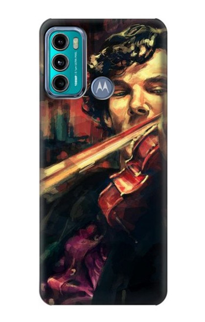 W0723 Violin Art Paint Funda Carcasa Case y Caso Del Tirón Funda para Motorola Moto G60, G40 Fusion