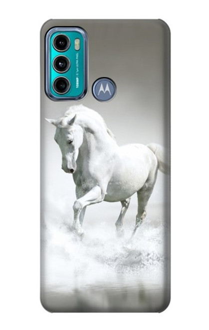 W0932 White Horse Funda Carcasa Case y Caso Del Tirón Funda para Motorola Moto G60, G40 Fusion