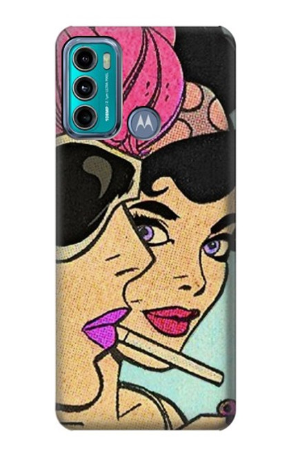 W3171 Girls Pop Art Funda Carcasa Case y Caso Del Tirón Funda para Motorola Moto G60, G40 Fusion