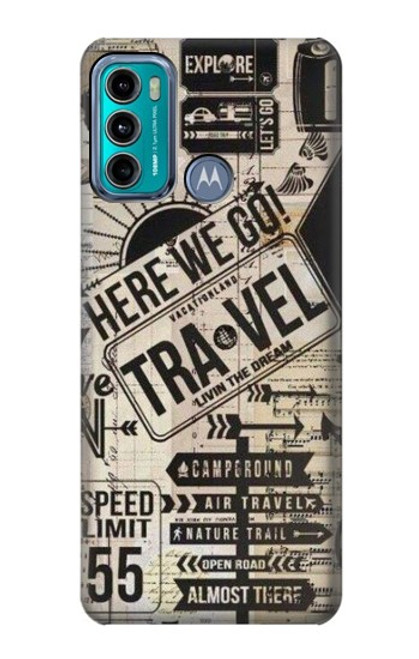 W3441 Vintage Travel Funda Carcasa Case y Caso Del Tirón Funda para Motorola Moto G60, G40 Fusion