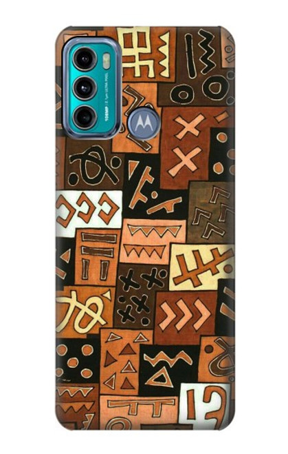 W3460 Mali Art Pattern Funda Carcasa Case y Caso Del Tirón Funda para Motorola Moto G60, G40 Fusion