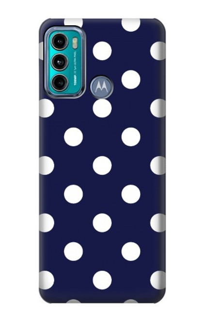 W3533 Blue Polka Dot Funda Carcasa Case y Caso Del Tirón Funda para Motorola Moto G60, G40 Fusion