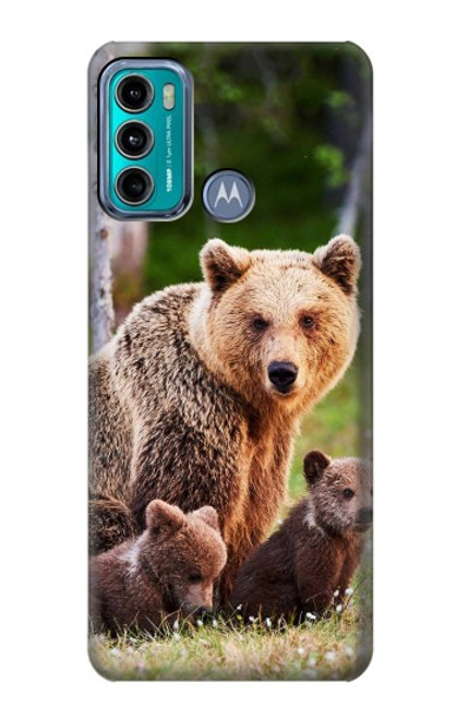 W3558 Bear Family Funda Carcasa Case y Caso Del Tirón Funda para Motorola Moto G60, G40 Fusion